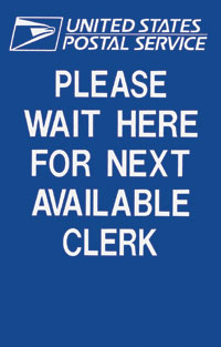 Two Sided Sign Please Wait Here For Next Available Clerk