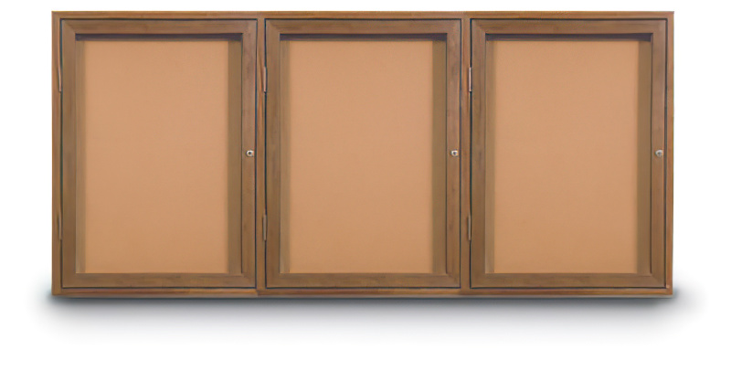 72" x 36" Wood Enclosed Corkboard - 3 Doors N1000922